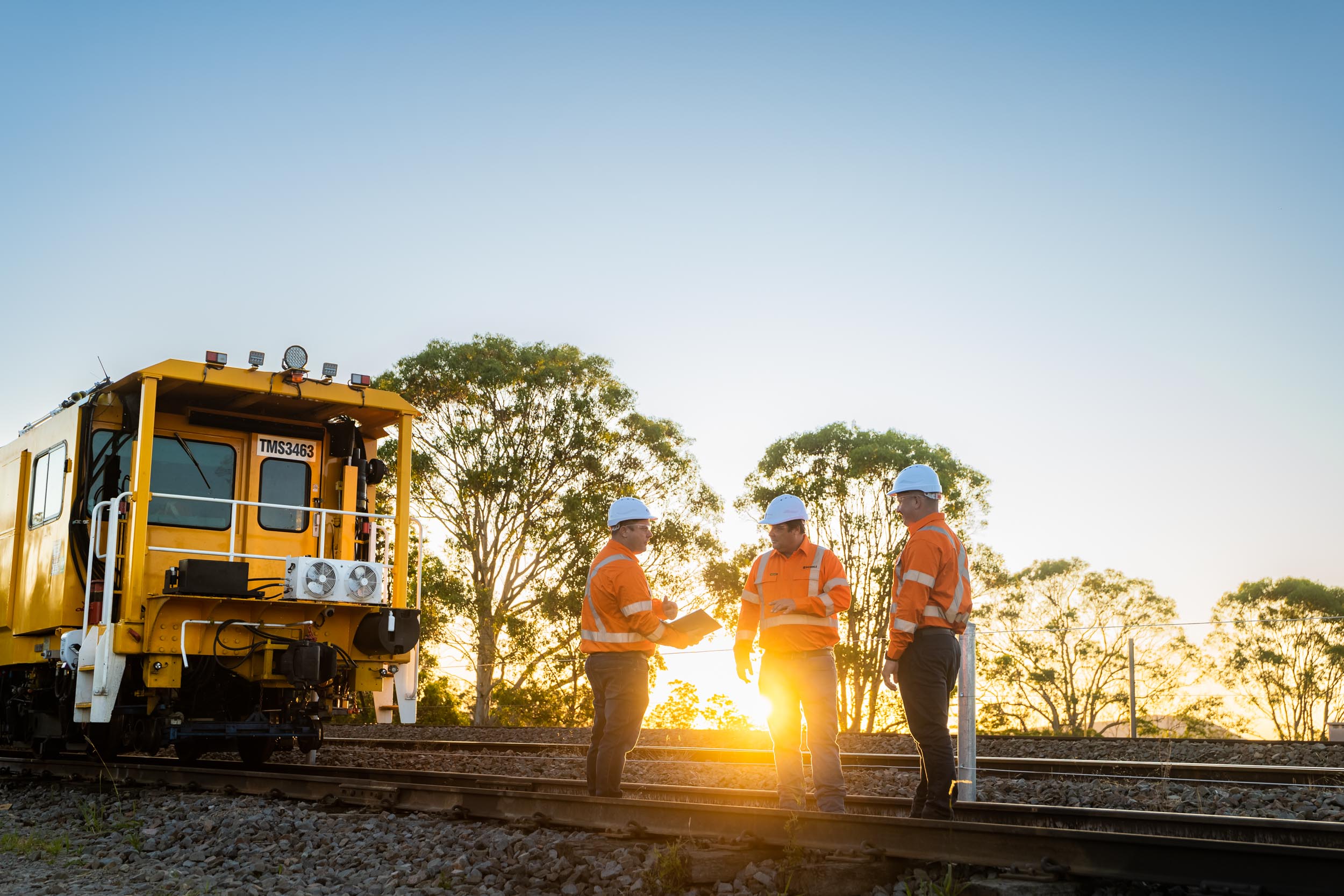 Rail maintenance and resurfacing.
