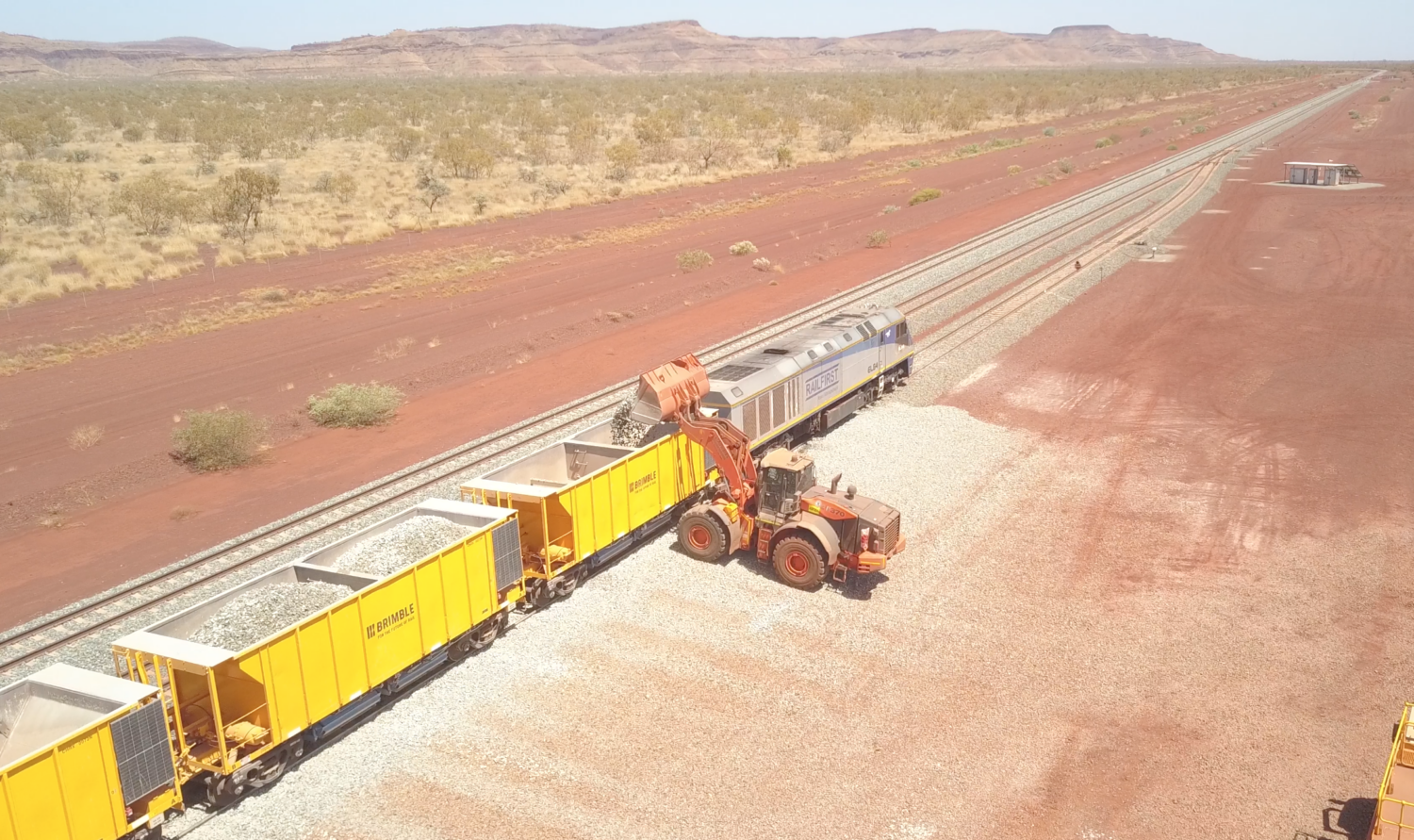 Brimble’s ballast wagons completing works in Western Australia. 